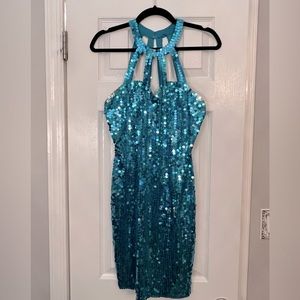 Teal sequin dress